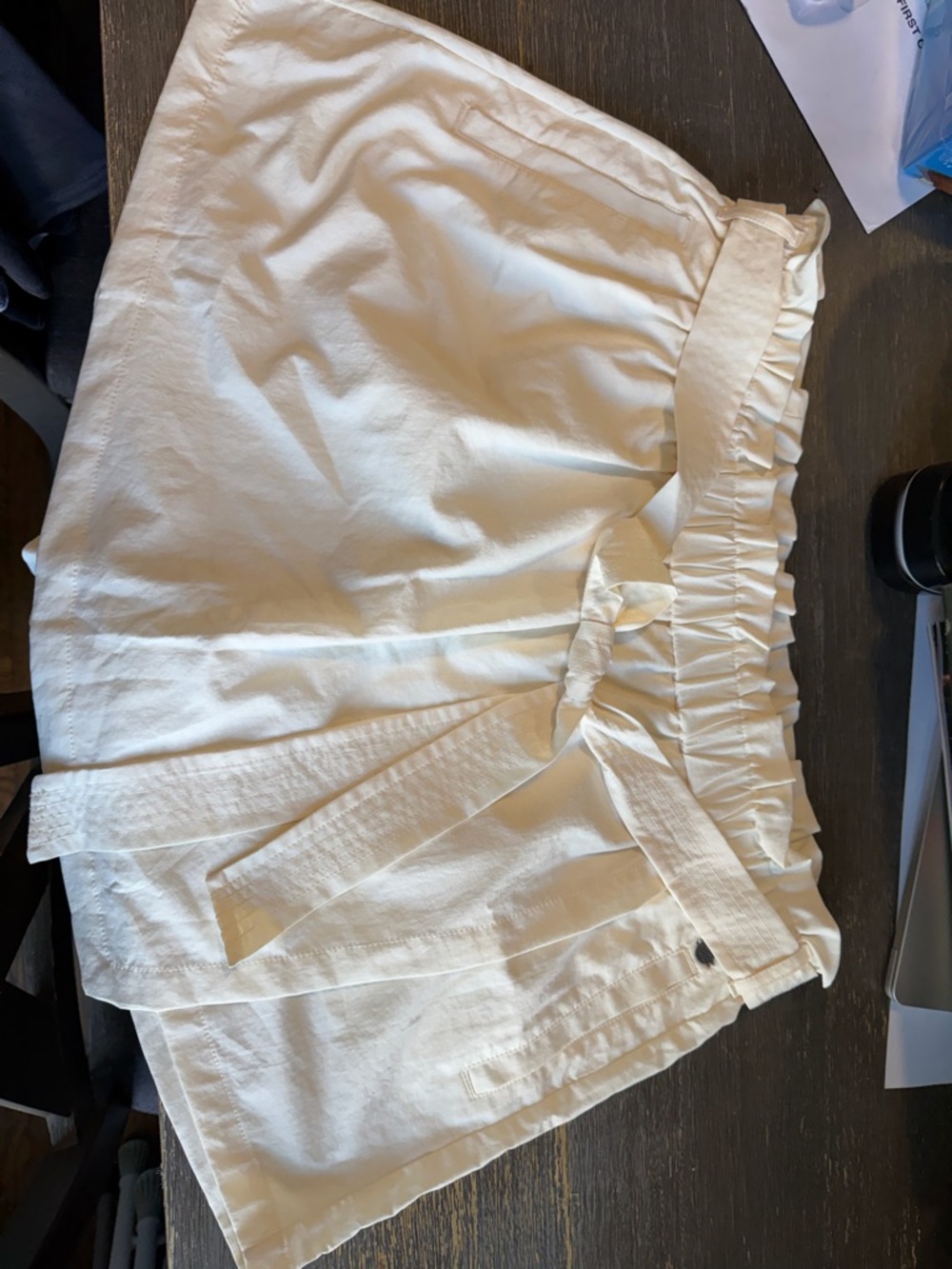 CALIA by Carrie Underwood Cream Paperbag Waist Skort with Tie